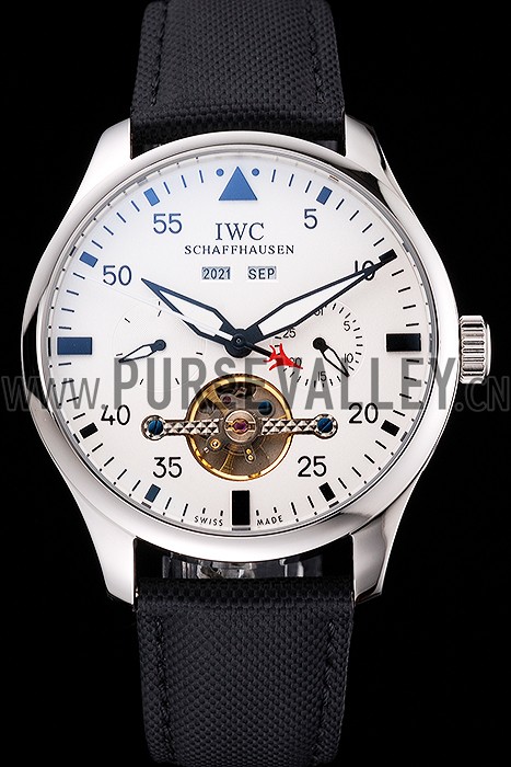 IWC Pilot Tourbillon White Dial Stainless Steel Case Black Textile Strap