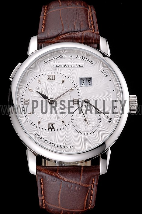 A. Lange & Sohne Lange 1 White Dial Stainless Steel Case Brown Leather Strap