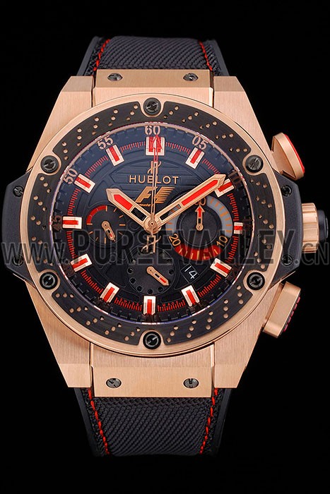 Swiss Hublot Big Bang Limited Edition Formula 1 Black And Red Dial Gold Case Black Strap 62287