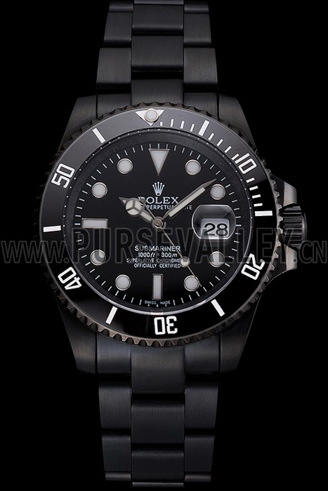Swiss Rolex Submariner Date Black Dial And Bezel Black PVD Case And Bracelet