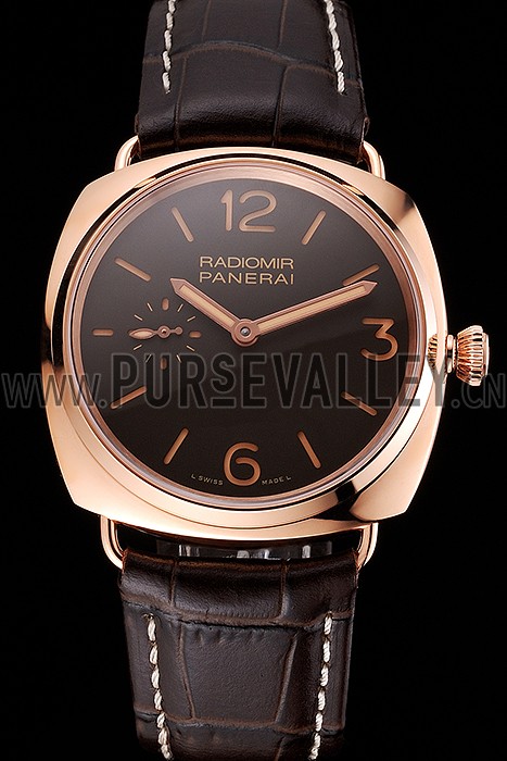 Swiss Panerai Radiomir Oro Rosso Brown Dial Rose Gold Case Brown Leather Strap