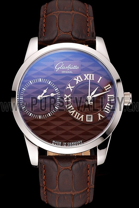 Glashutte Original Brown Dial Stainless Steel Case Brown Leather Strap