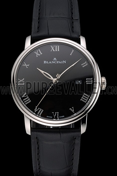 Blancpain Villeret Ultra Slim Black Dial Stainless Steel Case Black Leather Strap