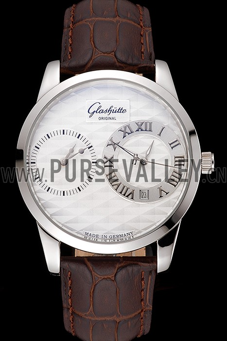 Glashutte Original Silver Dial Stainless Steel Case Brown Leather Strap