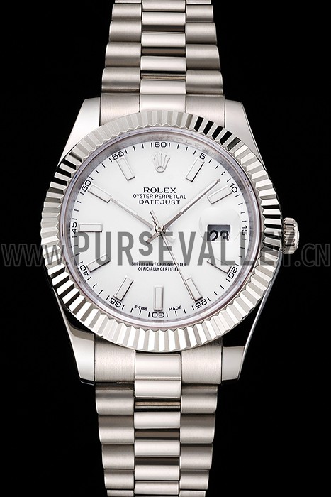 Swiss Rolex Datejust White Dial Stainless Steel Case And Bracelet