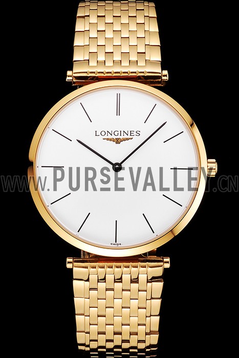 Swiss Longines Grande Classique White Dial Gold Case And Bracelet