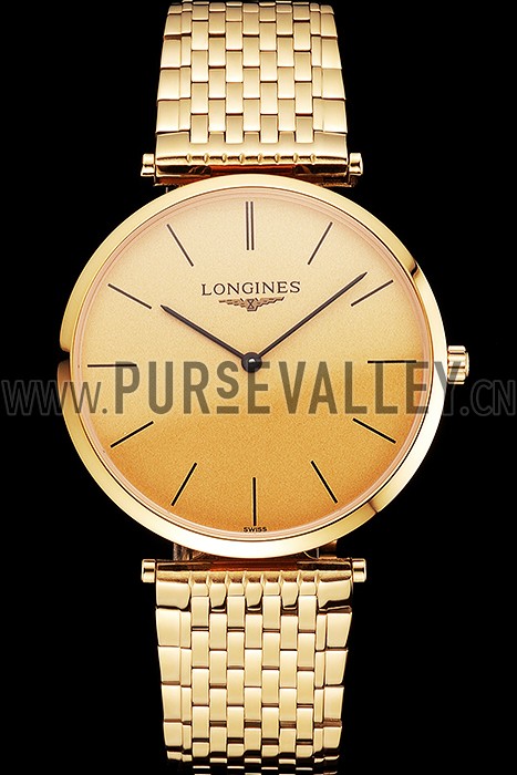 Swiss Longines Grande Classique Gold Dial Gold Case And Bracelet