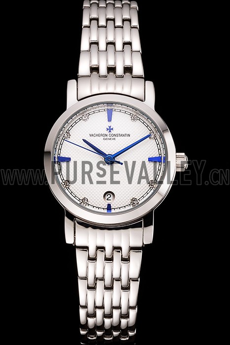 Vacheron Constantin Fine White Dial Blue Marks Stainless Steel Case And Bracelet