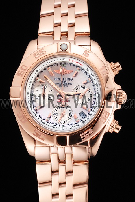 Breitling Chronomat Quartz Pearl Dial Rose Gold Case And Bracelet
