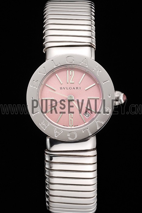 Bvlgari Bvlgari Pink Dial Stainless Steel Case And Tubogas Bracelet