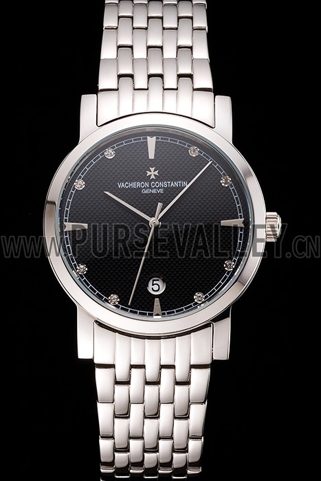Vacheron Constantin Fine Black Dial Stainless Steel Case And Bracelet