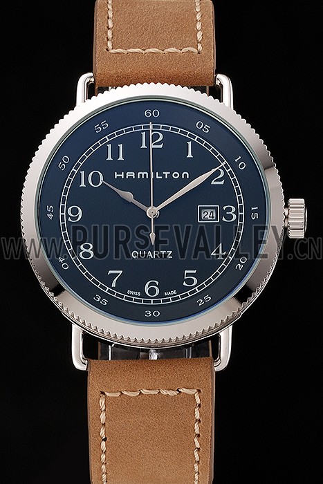 Hamilton Navy Pioneer Black Dial Stainless Steel Case Light Brown Leather Strap