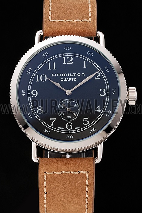 Hamilton Navy Pioneer Small Second Black Dial Stainless Steel Case Light Brown Leather Strap