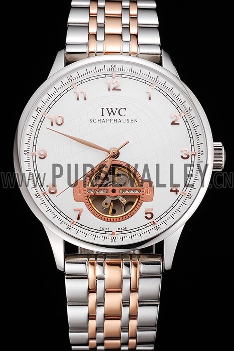 IWC Portugieser Tourbillon White Dial Stainless Steel Case Two Tone Steel Rose Gold Bracelet