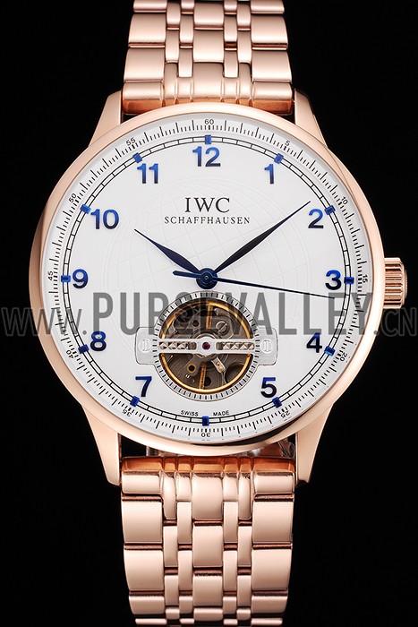 IWC Portugieser Tourbillon White Dial Blue Numerals Rose Gold Case And Bracelet
