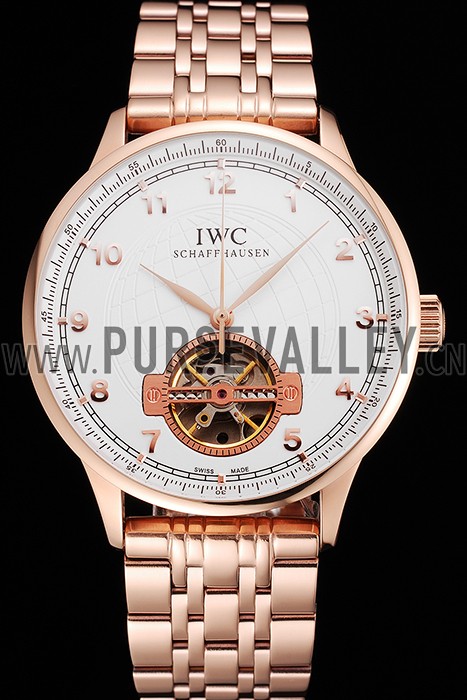 IWC Portugieser Tourbillon White Dial Rose Gold Numerals Rose Gold Case And Bracelet
