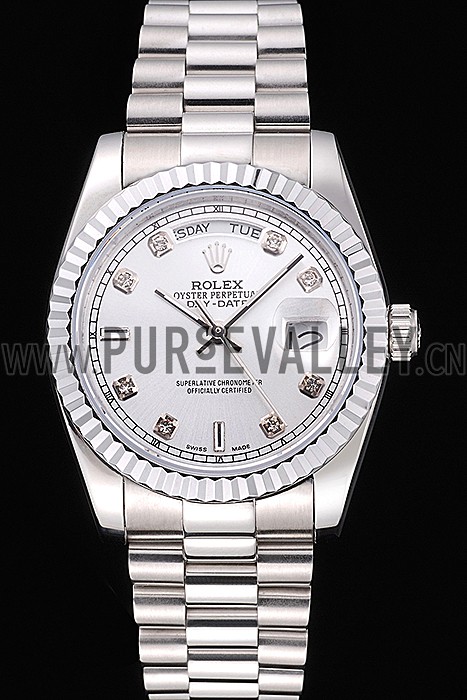 Rolex Day-Date Polished Stainless Steel Silver Dial
