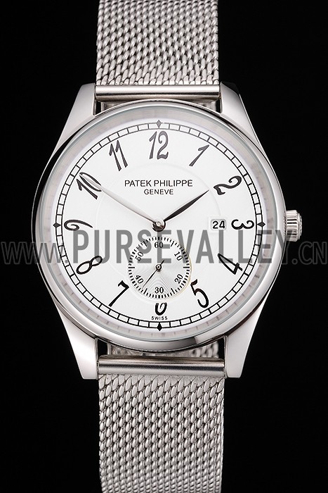 Patek Philippe Calatrava Small Seconds White Dial Stainless Steel Case And Bracelet