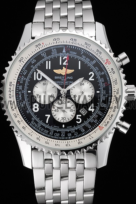 Breitling Navitimer Black Dial White Subdials Stainless Steel Case And Bracelet