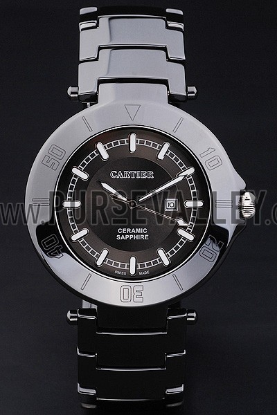 Cartier Pasha 43mm Black Dial Black Ceramic Case Rubber Bracelet