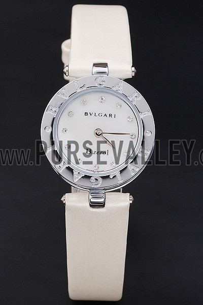 Bvlgari B.ZERO1 25mm White Dial Stainless Steel Case And Bezel Ivory Leather Bracelet