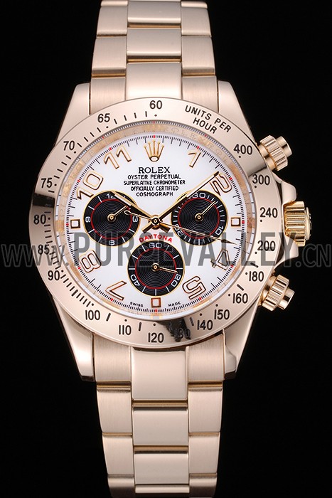 Rolex Cosmograph Daytona White with Black Subdials Gold Bracelet 622548