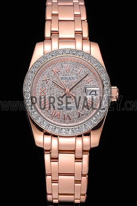Rolex Datejust Diamond Dial And Bezel Pink Gold Case And Bracelet 622836