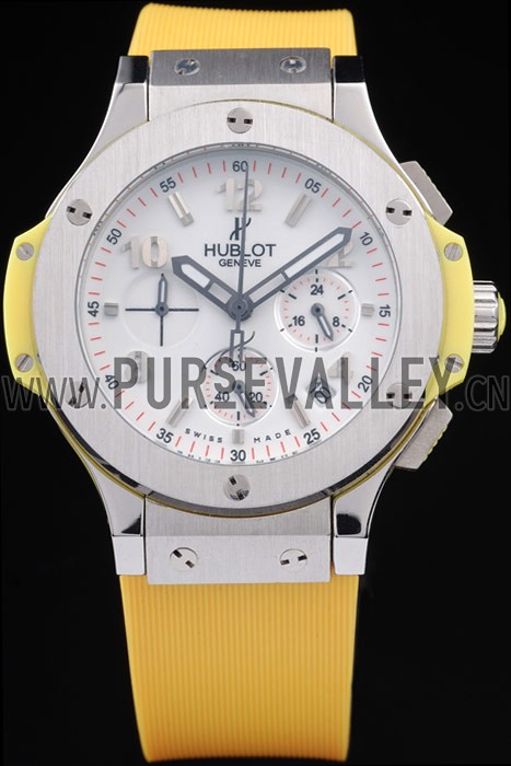 Hublot Big Bang Yellow Strap White Dial Watch 98071