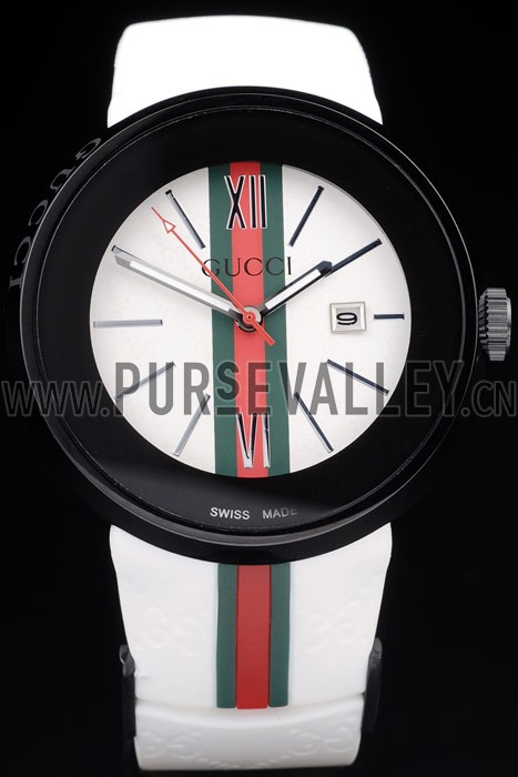Gucci White Rubber Band White Round Dial 2165-301