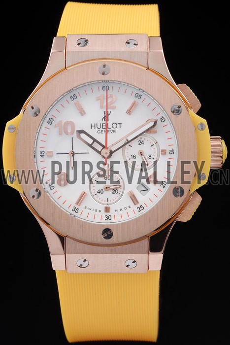 Hublot Big Bang Yellow Strap White Dial Watch 98068