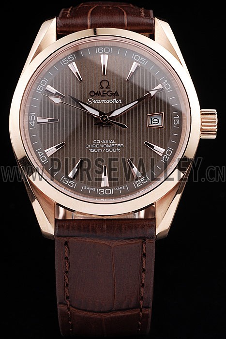 Omega Swiss Seamaster Railmaster Brown Strap Brown Striped Dial