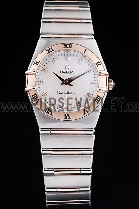 Omega Swiss Constellation Jewelry Rose Gold Case White Dial 98120