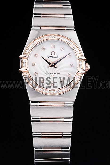 Omega Swiss Constellation Jewelry Diamond Case Radial Emblem White Dial