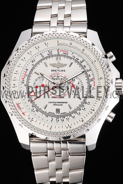 Breitling Bentley Chronograph White Dial Stainless Steel Strap