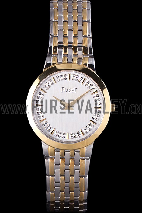 Piaget Traditional Gold Case Double Studded Minute Markers White Dial