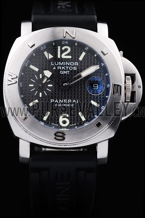 Panerai Luminor Brushed Stainless Steel Case Black Dial Black Rubber Strap 98163