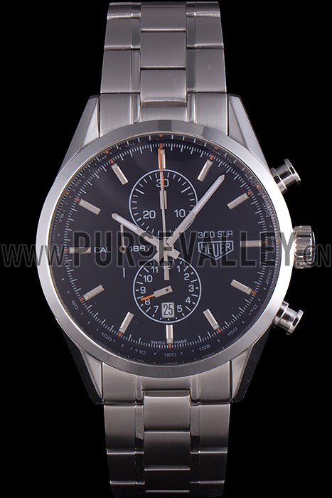 Tag Heuer SLR Polished Stainless Steel Case Black Dial Stainless Steel Strap