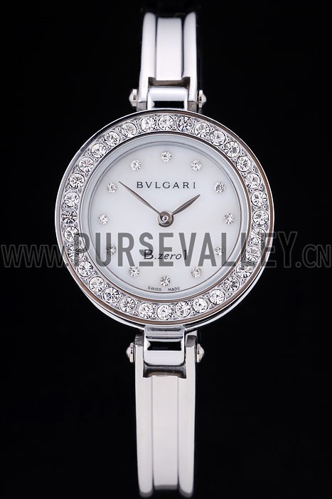 Bvlgari B.ZERO1 24mm White Dial Stainless Steel Case With Diamonds Steel Bracelet