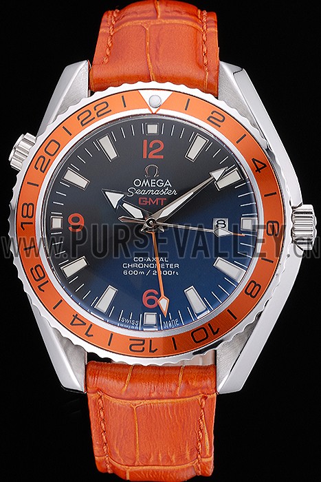 Omega Seamaster Planet Ocean GMT Orange Dial Orange Leather Band 622395
