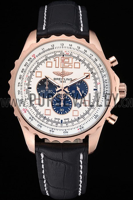 Breitling Navitimer Rosegold Bezek Leather Strap White Dial