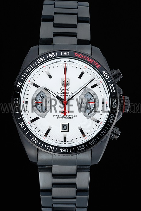 Tag Heuer Carrera Black Stainless Steel Case White Dial 98241