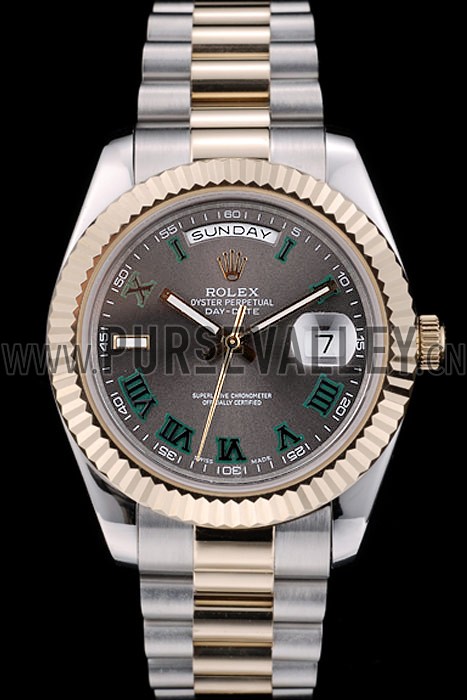 Rolex DayDate Grey Dial Dual Colored Stainless Steel Strap 41981