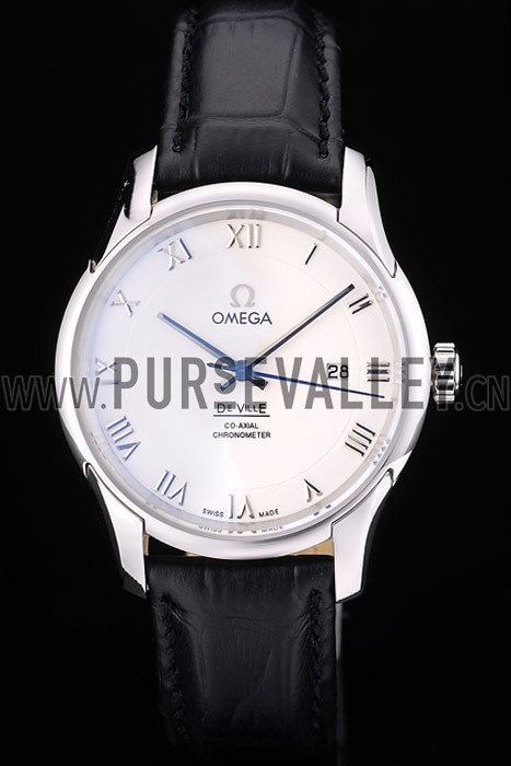 Omega Swiss DeVille Stainless Steel Bezel Black Leather Strap 7620