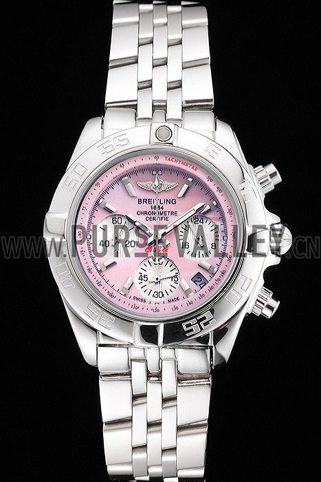 Breitling Chronomat Quartz Pink Dial Stainless Steel Case And Bracelet