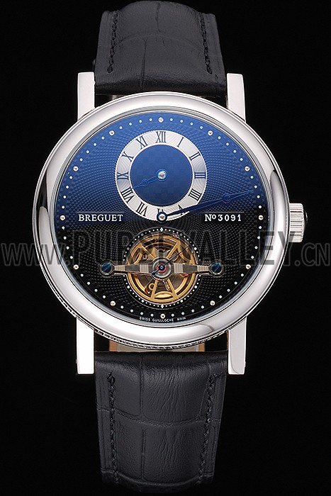 Breguet Classique Complications Stainless Steel Case Black Leather Strap 80158
