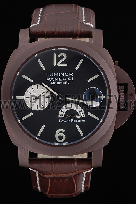 Panerai Luminor Brown Leather Strap Black Dial 80163