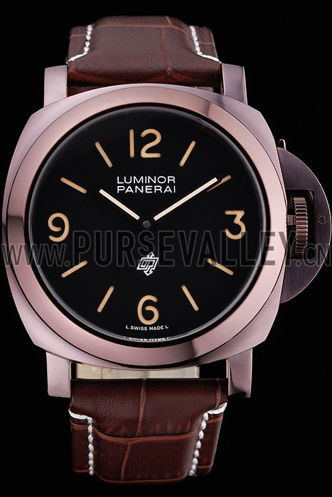 Panerai Luminor Brown Leather Strap Black Dial 80164