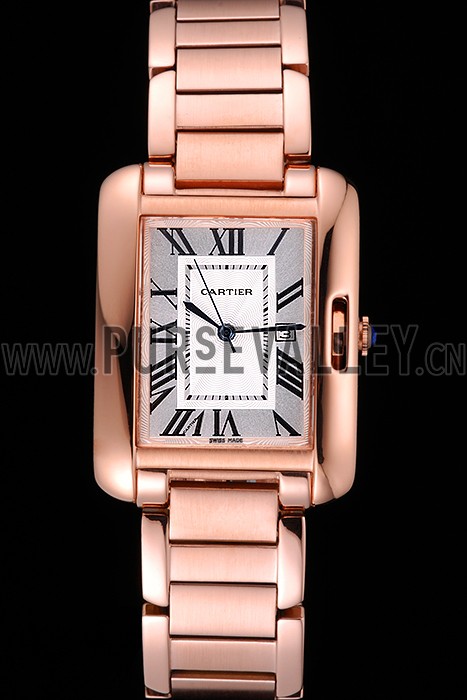 Cartier Tank Anglaise 30mm White Dial Rose Gold Case And Bracelet