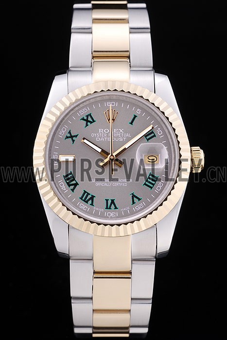 Rolex Datejust Grey Dial Ribbed Bezel 7460
