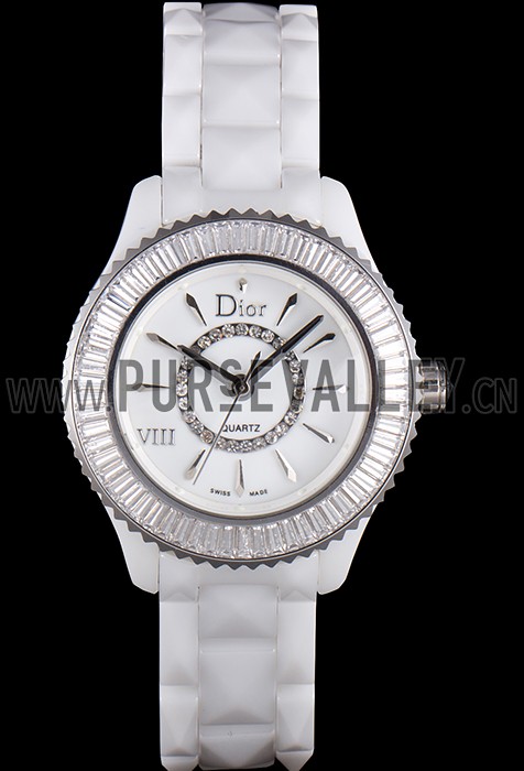 Dior VIII Baguette Cut White Diamonds with Diamond Encrusted Dial cd06 621359